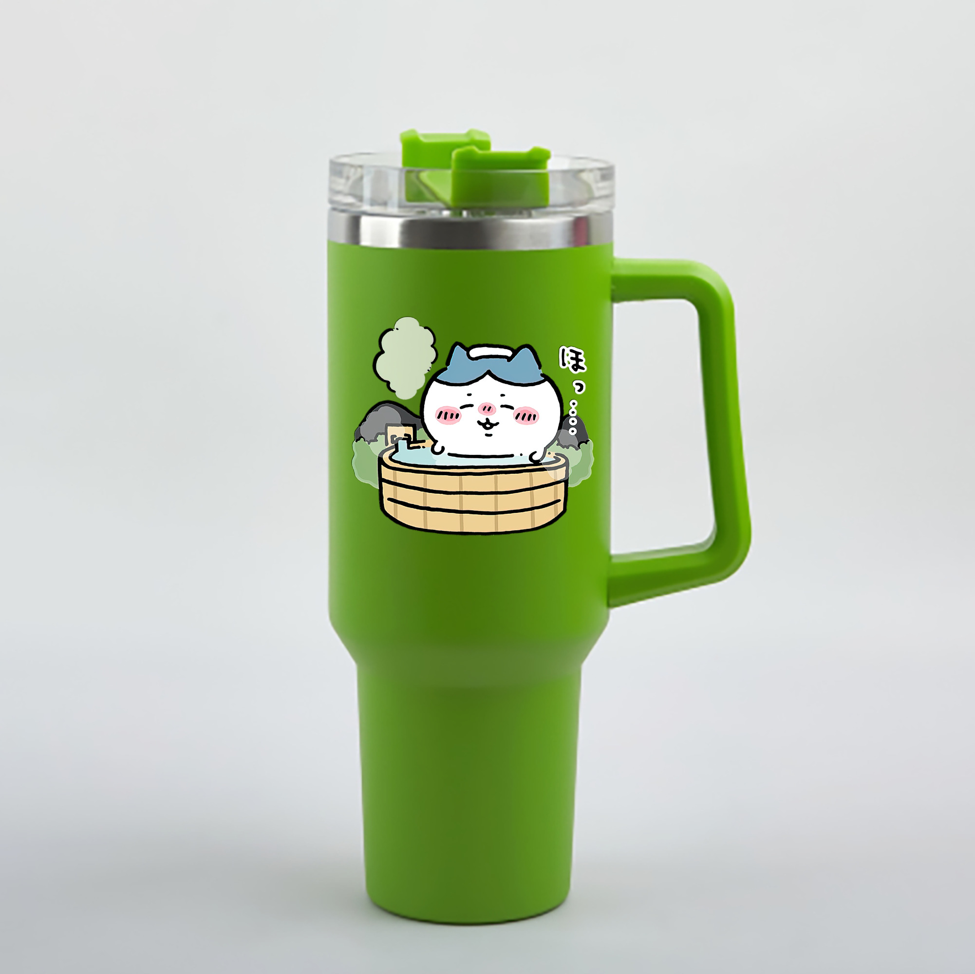 （画像用） ちいかわ ハチワレ Chii-kawa hachiware 1200mL車用タンブラー - クリスタルステッカー（プラスチックストロー付き）